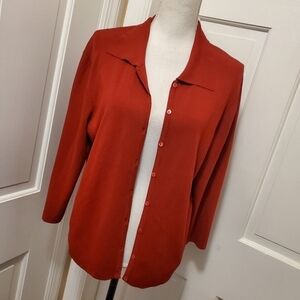 Due per Due Collection Dark Red Button Front Cardigan rayon/nylon Size Large